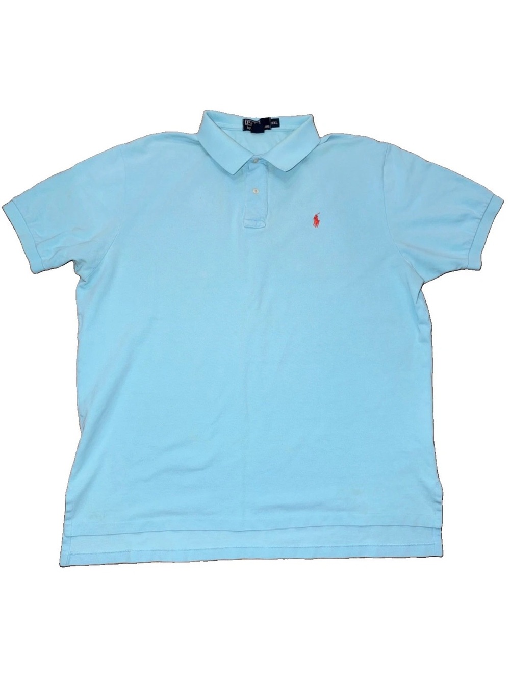 Polo Ralph Lauren Men XXL 2XL Light Blue Cotton Short Sleeve Polo Shirt Red Pony